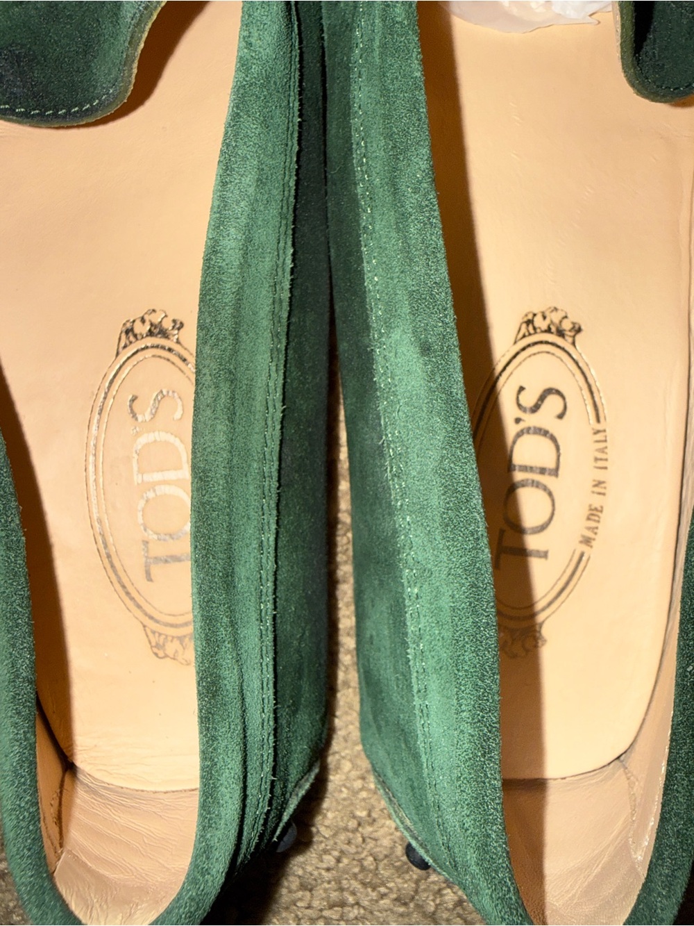 TOD’S Green Suede Comfy Driving Loafers 7.5 - Picture 16 of 16